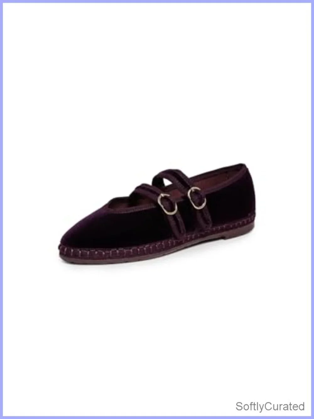 Velvet Mary Jane Flats with Adjustable Buckles & Cushioned Footbed